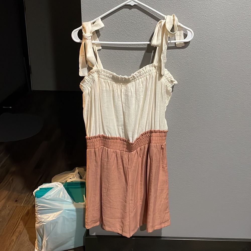 White and Peach Romper